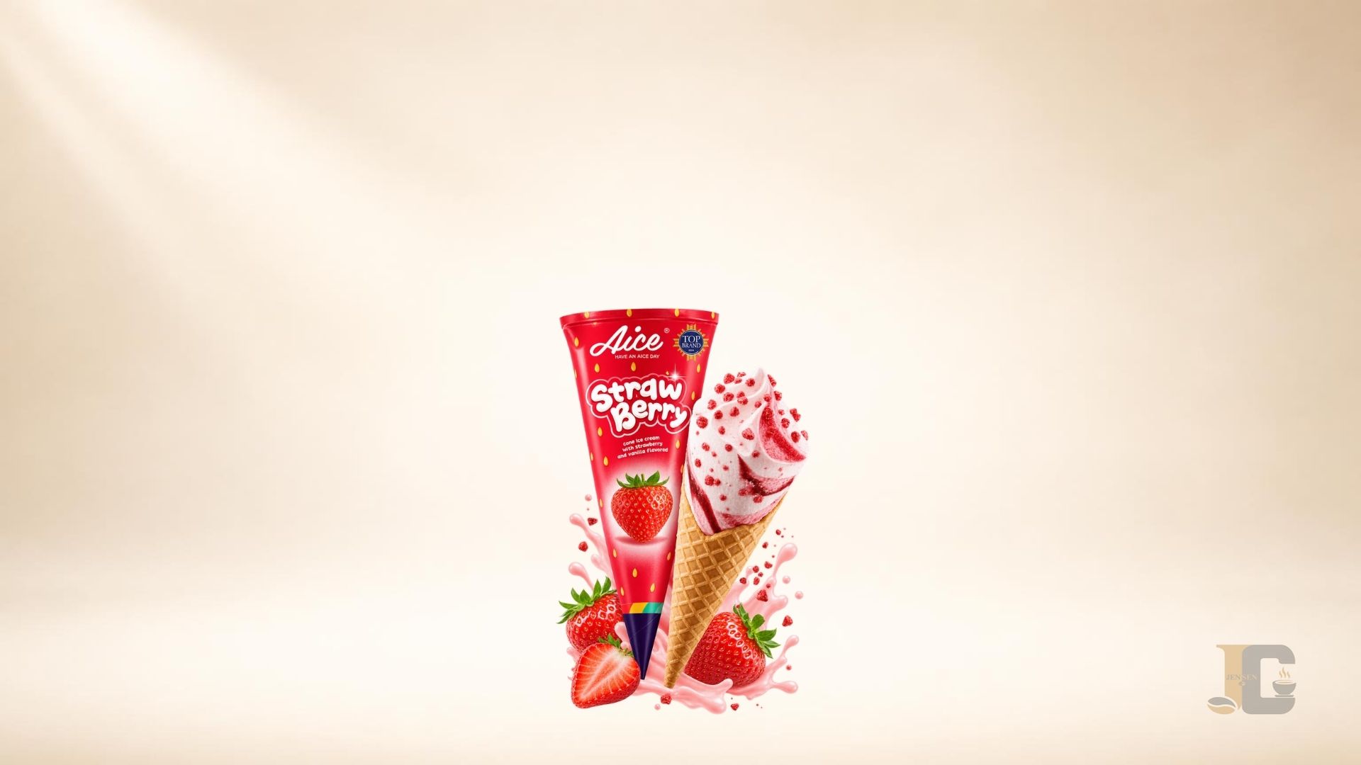 Minh họa Kem strawberry dâu
